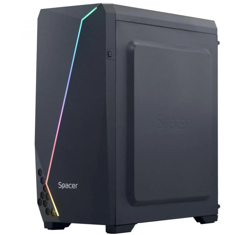 Carcasa SPACER SPCS-GC-FLASH, RGB, Mid Tower, Black — miniatură
