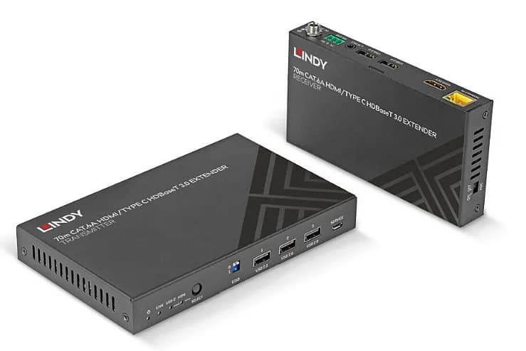 Extender KVM Cat.6A HDMI 4K60 și Type C HDBaseT 3.0, 70 m, Lindy 38346