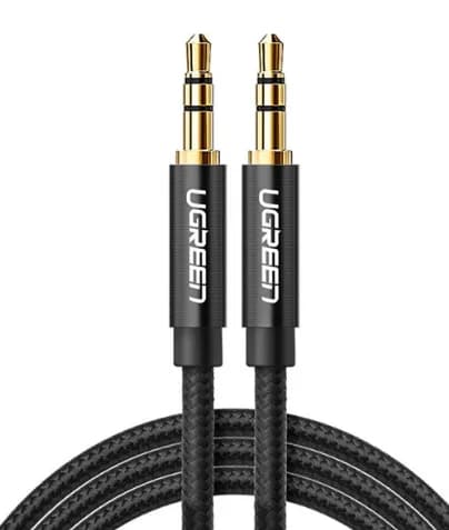 CABLU audio Ugreen, "AV112" stereo 3.5 mm jack (T) la 3.5 mm jack (T), 2m, conectori auriti, braided, negru "50363" - 6957303853632