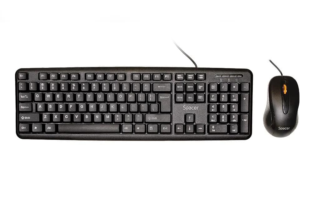 Kit Wired tastatura si mouse SPACER SPDS-S6201, taste numerice, Negru — miniatură