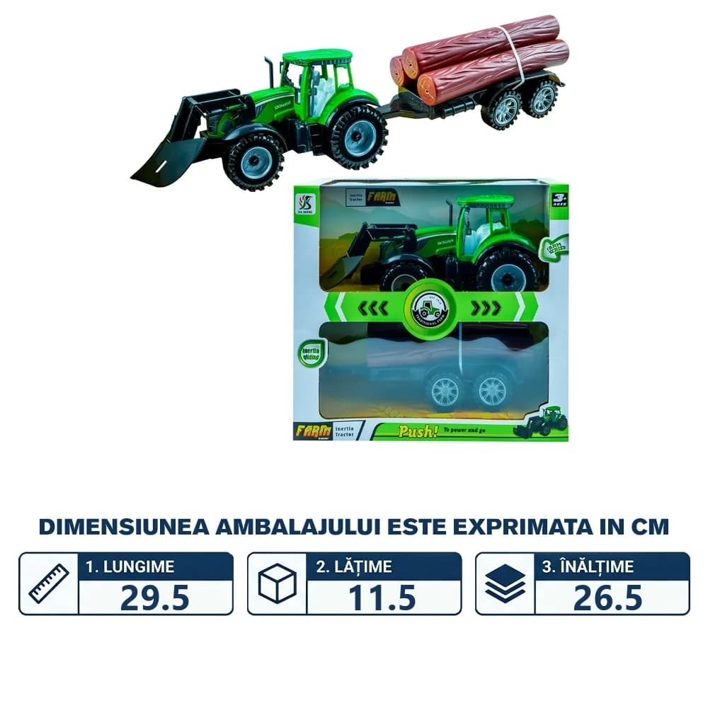 Tractor cu frictiune si remorca lemne — miniatură