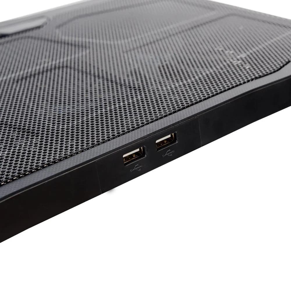 Stand Spacer notebook 17″ Gaming, sita metal, Airflow: 72CFM, 2xfan 12.5cm, 2xfan 7cm cu led albastru, ventilatoare 125 mm x 2 buc, 70 mm x 2 buc, viteza rotatie maxima 1500 +/-10% RPM — miniatură