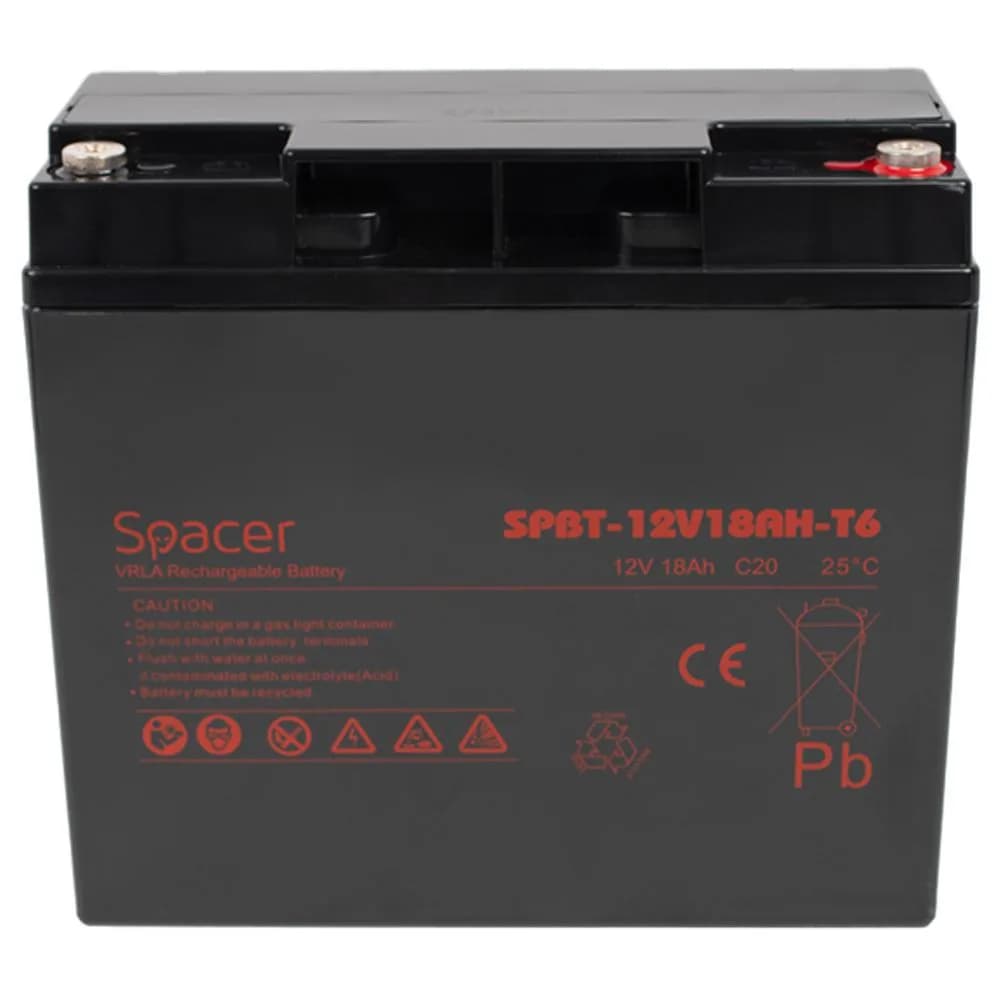 Acumulator UPS SPACER 12V/18Ah, negru — miniatură