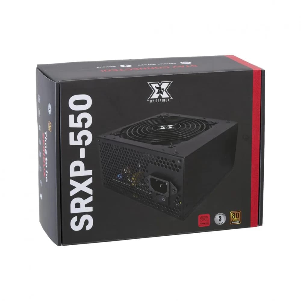 Sursa Serioux Energy 550W, 80+ Bronze, Ventilator 12cm, ATX, material metal, cabluri: 20+4-pin, 1x4+4-pin, 2x6+2-pin, negru — miniatură
