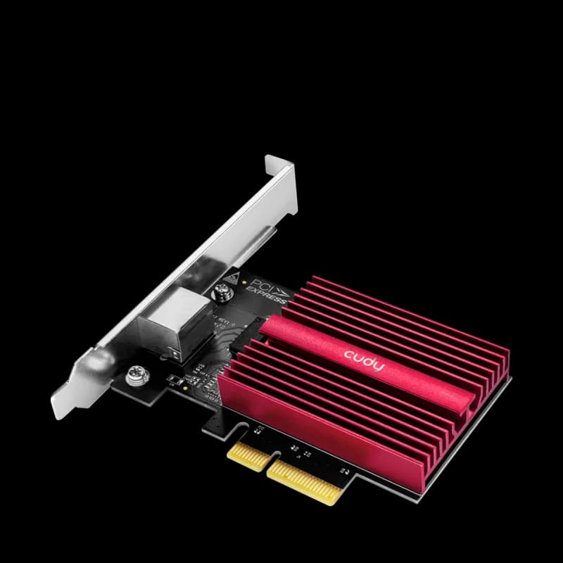 CUDY PCI Express Adapter 10Gbps, Marvell AQC113R, 10G/5G/2.5G/1000M/100M/10M Auto Adaptiv, PCI express 3.0 x4,Wake-On- LAN，Flow Control, 8 clase de trafic, Data Center Bridging, Jumbo Frames (pana la 16 Kbytes), Dual Bracket, Compatibil Windows, Linux, NAS