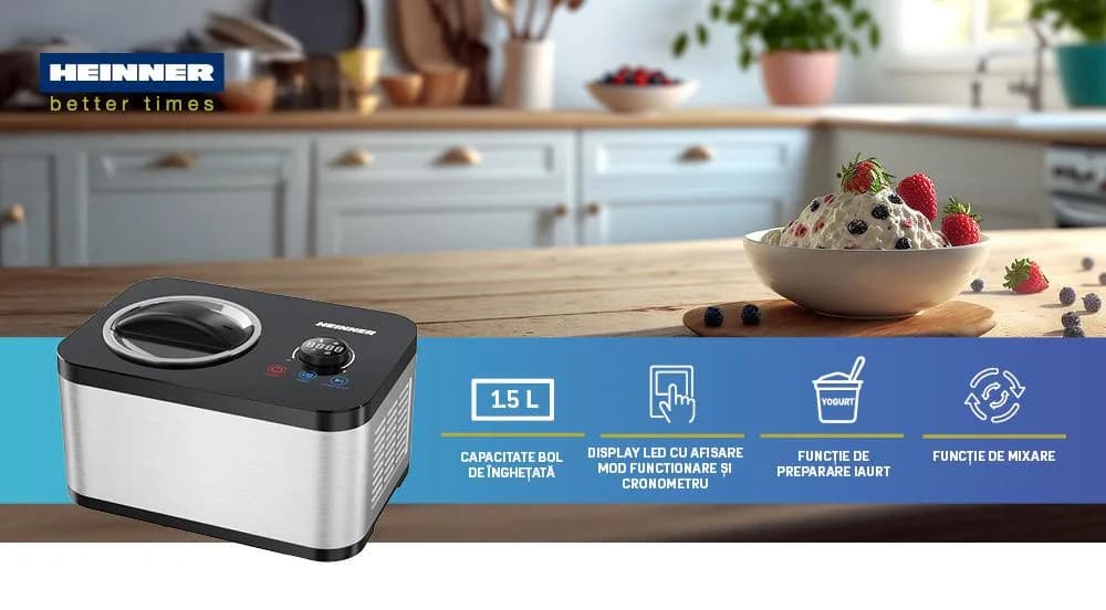 Aparat de făcut înghețată HEINNER SweetFreeze HICM-DW154SSBK — miniatură