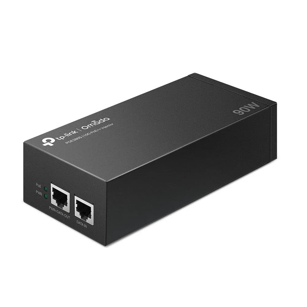 "Omada 10G PoE++ Injector Adapter PORT: 1× 10Gbps PoE Port, 1× 10Gbps Non-PoE Port SPEC: 802.3bt/at/af Compliant, 90 W PoE Power, Data and Power Carried over the same cable, Steel Case" — miniatură