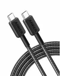 Cablu alimentare si date Anker, USB Type-C (T) la USB Type-C (T), 1.8m rata transfer 480 Mbps, 60W, invelis nylon, braided, negru, "A81F6G11" - 0194644020835