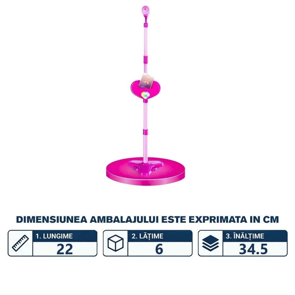 Microfon cu baterii si suport, pentru fete — miniatură