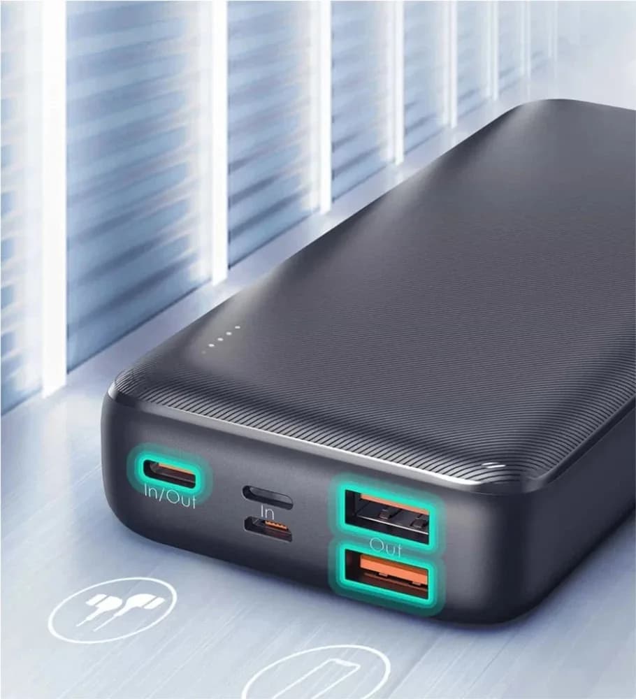 POWER BANK Aukey 20.000 mAh, 18W incarcare rapida 5-in-1, 1 x USB-C, 2 x USB-A, 1 x USB-Lighting, 1 x Micro-USB, 386g, negru, "EU001-LLTSN1018450C" - 608119200047 — miniatură