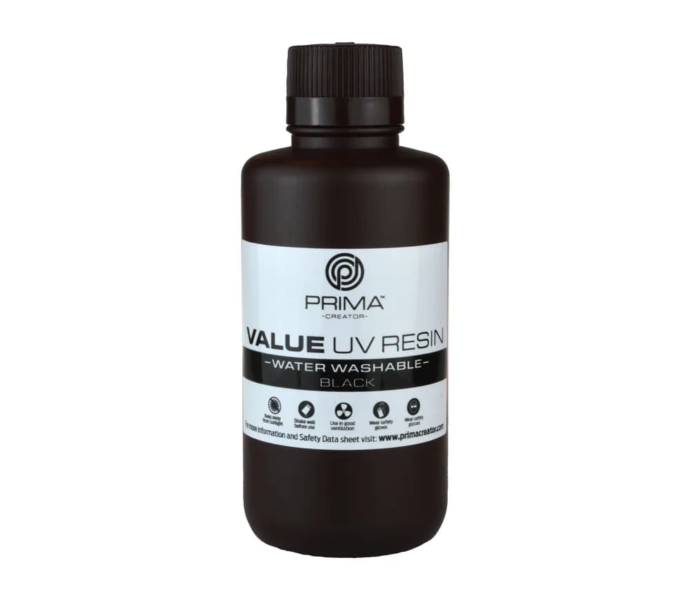 Rășină 3D PrimaCreator Value Water Washable UV – 500 g – Black — miniatură