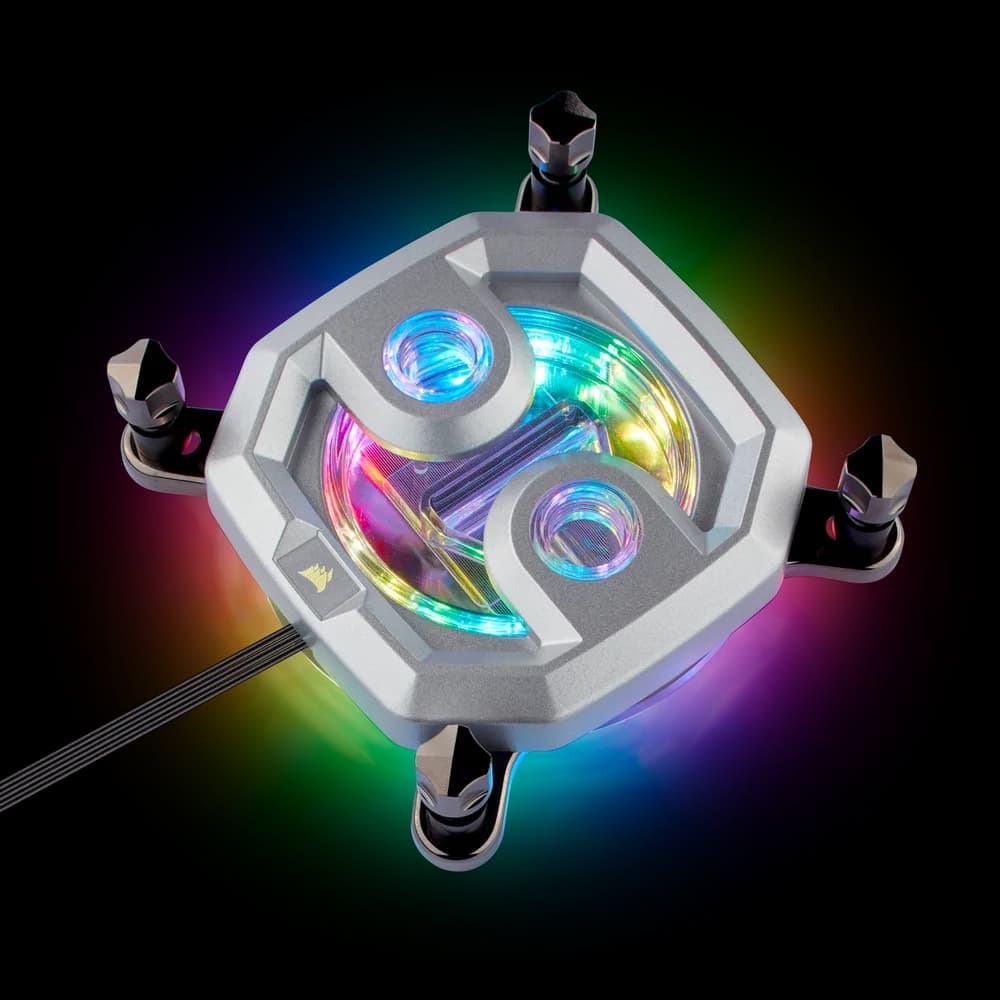 WATER block CORSAIR, filet pt. CPU, skt Intel LGA 2011/2066 AMD sTR4/sTRX4, pt filet G 1/4", luminat RGB, silver, "CX-9010001-WW" — miniatură