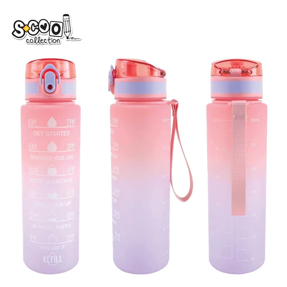Sticla apa 700 ml, MOTIVATIONALA, PLASTIC, LIGHT PINK GRADIENT, 25.10x6.9CM- S-COOL