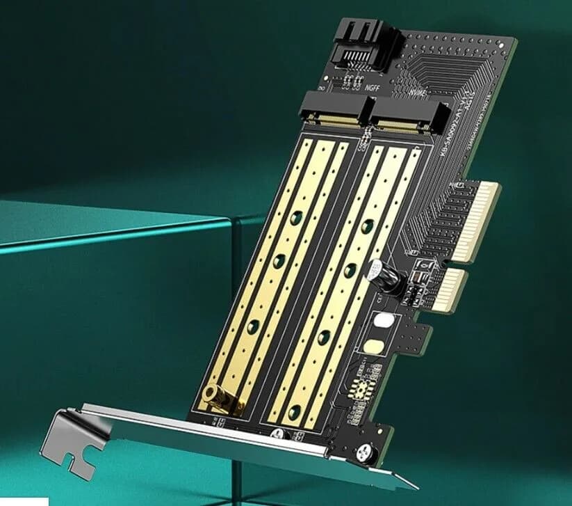 ADAPTOR Ugreen, "CM302" 2 X M.2 (M)(NVMe) la PCle 3.0, adaptor pt. SSD M.2 cu form factor 2280, 2260, 2242 si 2230 "70504" - 6957303875047 — miniatură