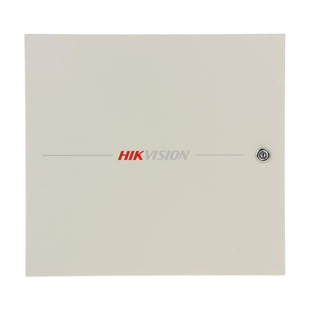 Centrala control access Hikvision DS-K2601T, pentru 1 usa bidirectionala (2 x cititoare Wiegand sau 2 x cititoare RS-485), capacitate de stocare: 100,000 cartele si 300,000 evenimente, comunicare: TCP/IP, RS-485, Wiegand (W26/W34), EHome 5.0, si protocol ISAPI, Alarm input × 4,door contact × 1