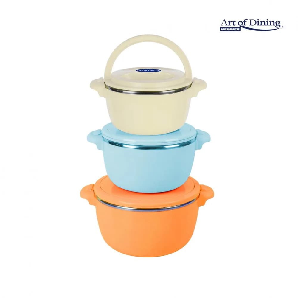 SET 3 CASEROLE TERMICE 2+4+6L,BELLY ORANGE, ART OF DINING BY HEINNER — miniatură