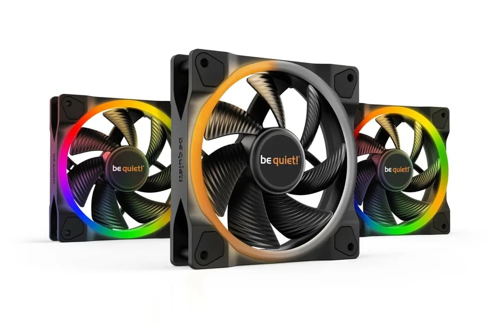 Set 3 ventilatoare be quiet! "LIGHT WINGS"120mm 1700 rpm, Rifle bearing, 4-pin PWM, ARGB LED, "BL076"