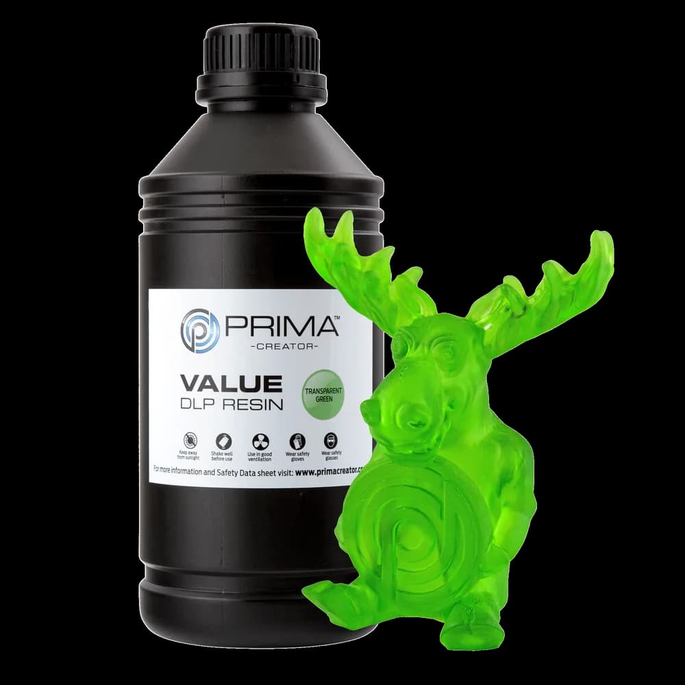 Rășină 3D PrimaCreator Value UV / DLP – 1 kg – Transparent Green
