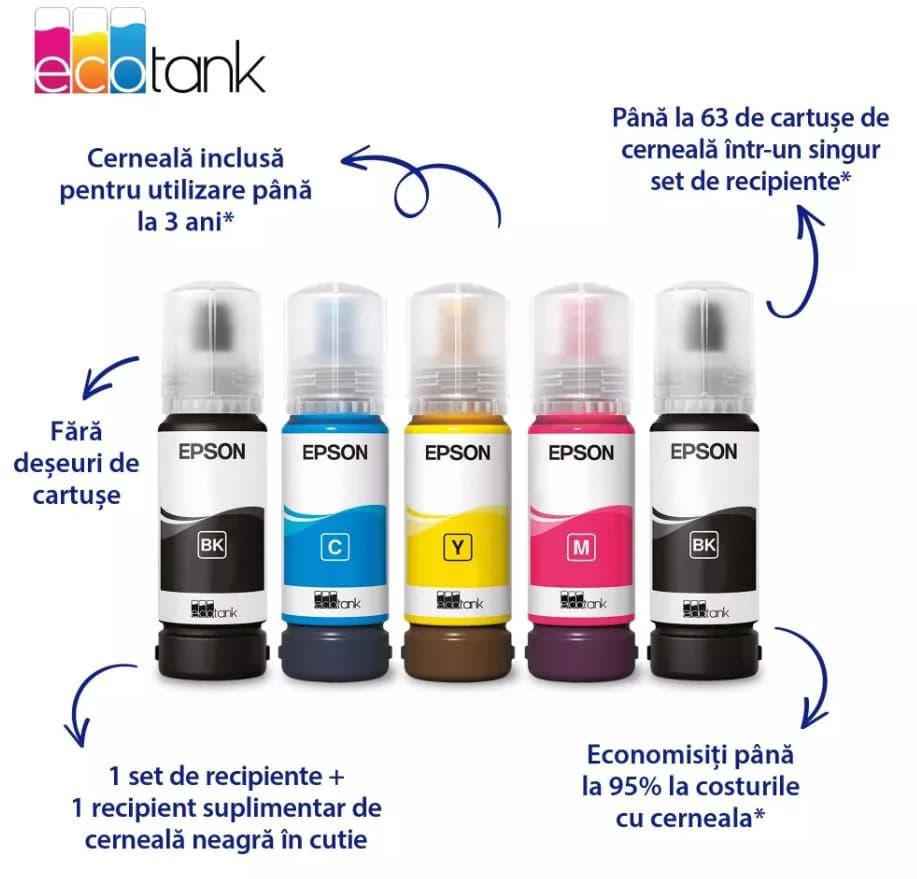 Multifunctional inkjet Epson EcoTank L3360, CISS, format A4, Color, USB + WIFI — miniatură