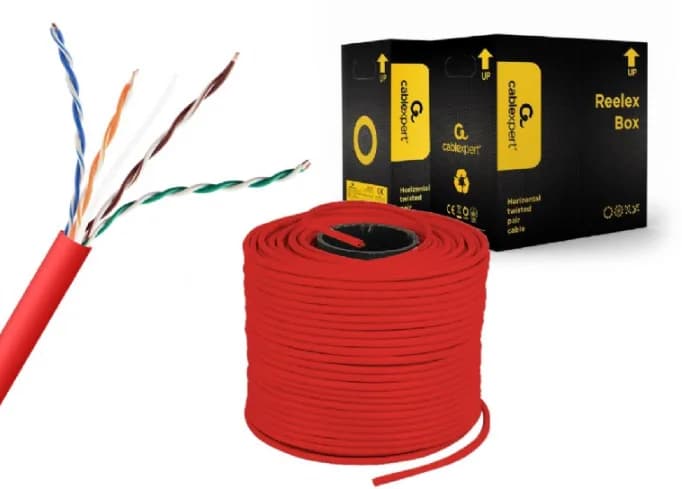 ROLA CABLU UTP GEMBIRD, Cat5e, 305m, Cupru-Aluminiu, Solid, AWG24, red, "UPC-5004E-SOL-R" — miniatură