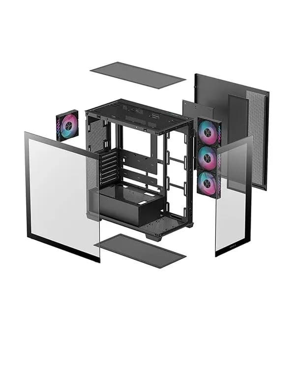 CARCASA gaming "CG580 4F V2", middle tower, ATX, fara sursa, sticla securizata, suporta 8xfan, inclus 4xfanx120mm, ARGB, negru, PSU shroud,7 sloturi expansiune, USB-C x 1, USB 3.0 x 2, audio+mic, "R-CG580-BKADA4-G-2" — miniatură