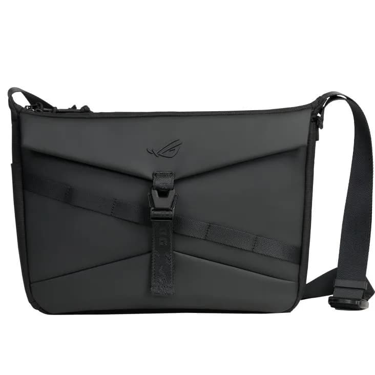 Geanta messenger ASUS pentru laptop, din poliester, captusita, cu curea reglabila, ROG Archer Messenger 14, max. 14 inch (Negru) "90XB0AR0-BME000"