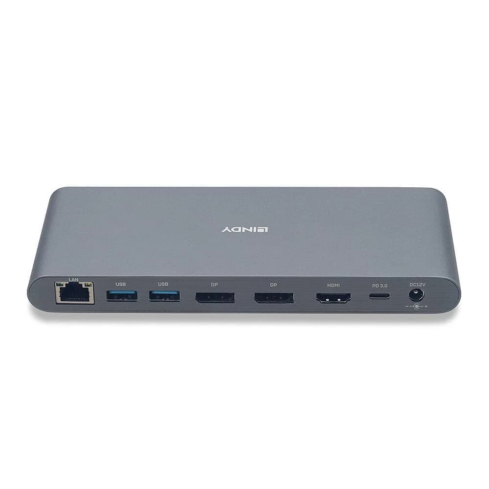 Hub USB Lindy DST-Pro 5K XT, USB-C, 14 porturi, HDMI, RJ-45, Argintiu — miniatură
