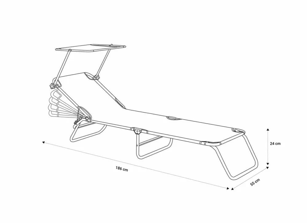 HEINNER SEZLONG CU PARASOLAR 186X55X24CM GRI — miniatură