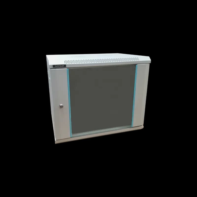 Rack 9U 600x450, montare pe perete, usa din sticla, panouri laterale detasabile si securizate, dezasamblat, culoare gri RAL 7035, DATEUP "MP.6409.9000"