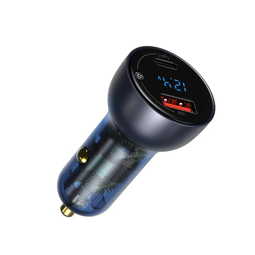 INCARCATOR auto Baseus Particular Digital Display QC+PPS,1xUSB Output 4.5V/5A,1xUSB Type-C Output 5V/3A,65W, pt. bricheta auto, afisaj digital,gri "CCKX-C0G"-6953156223189