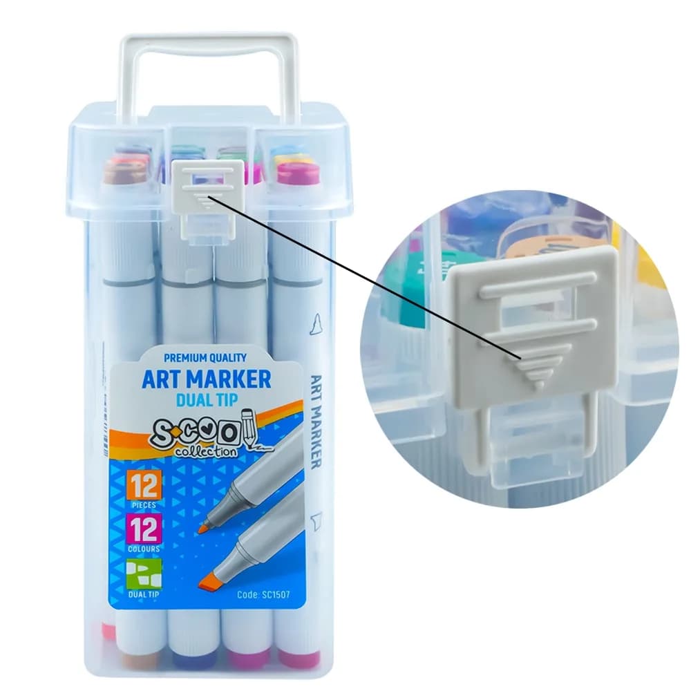 Markere cu 2 capete, 6mm-3mm, 12 cul/set - S-COOL — miniatură