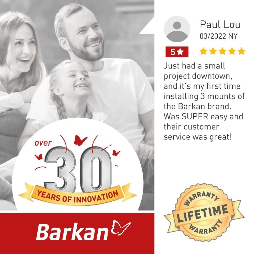 Suport TV de perete Barkan, cu brat 13"- 65", Max 36kg, VESA 400x400, negru — miniatură