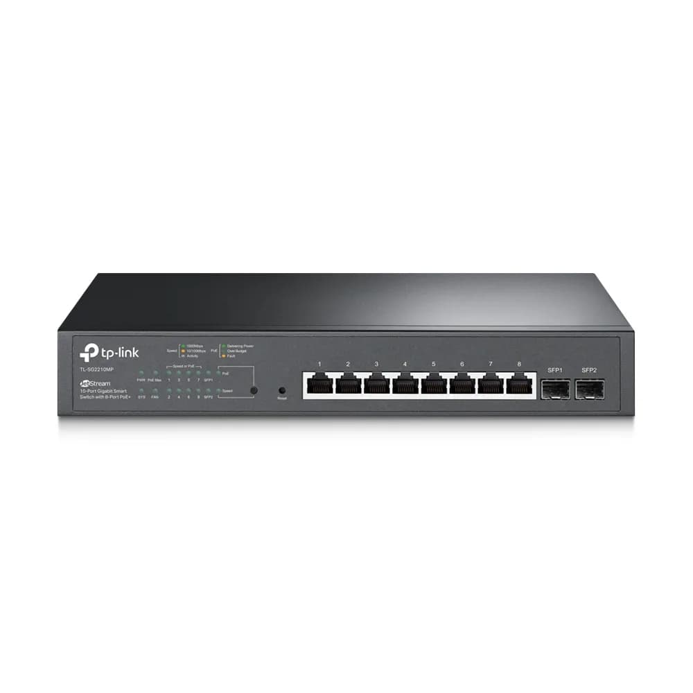 SWITCH TP-LINK POE 10 porturi Gigabit (8 PoE+), IEEE 802.3at/af, carcasa metalica "TL-SG2210MP"