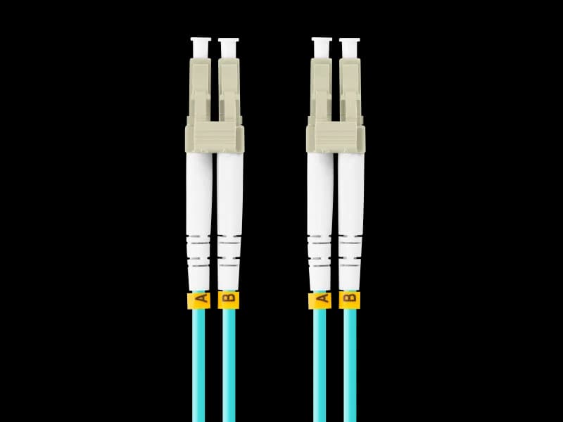 Patch cord fibră MM LC/UPC-LC/UPC duplex 5 m LSZH OM3 50/125 3,0 mm aqua