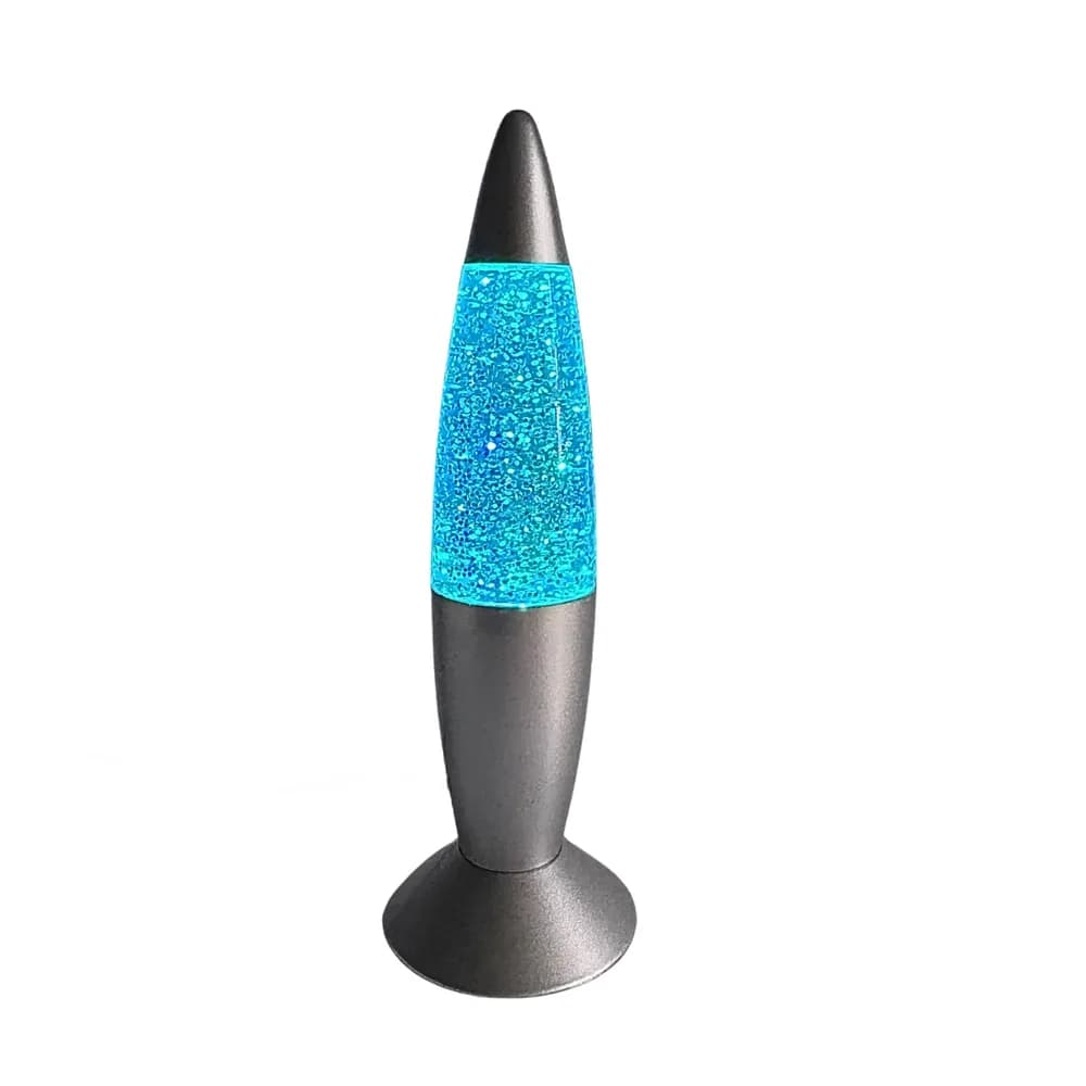 Lampa racheta cu sclipici, scutura si straluceste