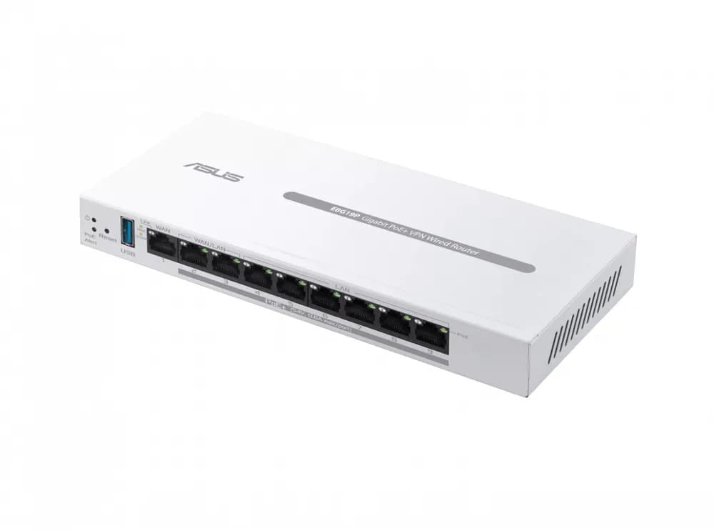 ASUS WIRED ROUTER 8 porturi POE EBG19P, Standarde wireless: Bluetooth® 3.0, Bluetooth® 3.2, IEEE 802.1p, IEEE 802.1q, IEEE 802.3, IEEE 802.3ab, IEEE 802.3i, IEEE 802.3u, IEEE 802.3x, IPv4, IPv6, 1 x antena interna Bluetooth, Procesor: 1.8GHz Dual-core ARMv8, Memorie: 256 MB Flash, 512 MB RAM