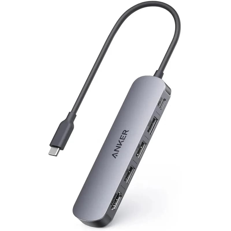 DOCKING Station Anker 5-in-1, porturi: 1 x USB-C, 3 x USB-A, 1 x HDMI 4K la 30Hz, PD 90W, conectare prin USB-C, gri, "A8357HA0" ( - 0194644289133