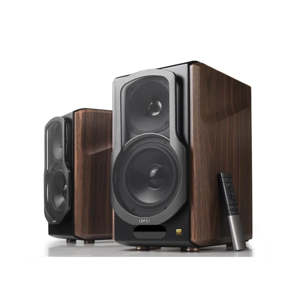 BOXE EDIFIER 2.0, RMS: 130W (2 x 15W, 1 x 50W, 1 x 50W), bluetooth, telecomanda wireless, volum, bass, treble, optical, coaxial, brown, "S2000MKIII" — miniatură
