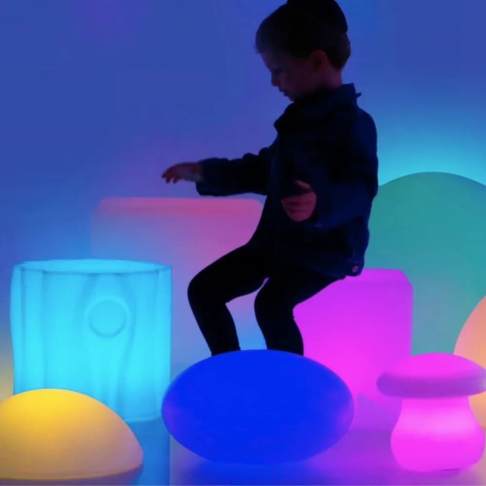 Taburet cub luminos cu schimbare de culoare 40 cm — miniatură