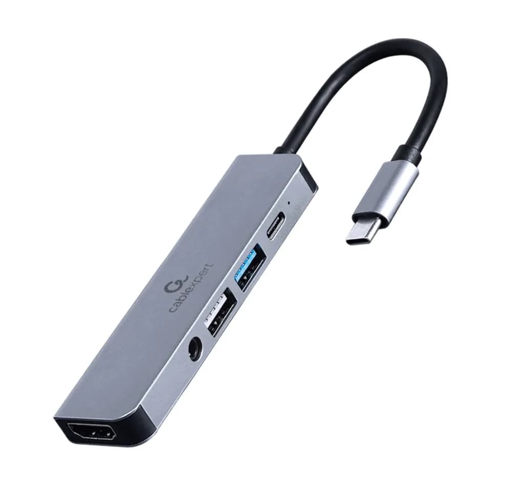DOCKING Station Gembird universal, 5-in-1, conectare PC USB Type C,USB-C x 1, USB-A 3.1 x 1, USB-A 2.0 x 1, porturi video HDMI x 1, PD 87 W, Audio, argintiu, "A-CM-COMBO5-02"
