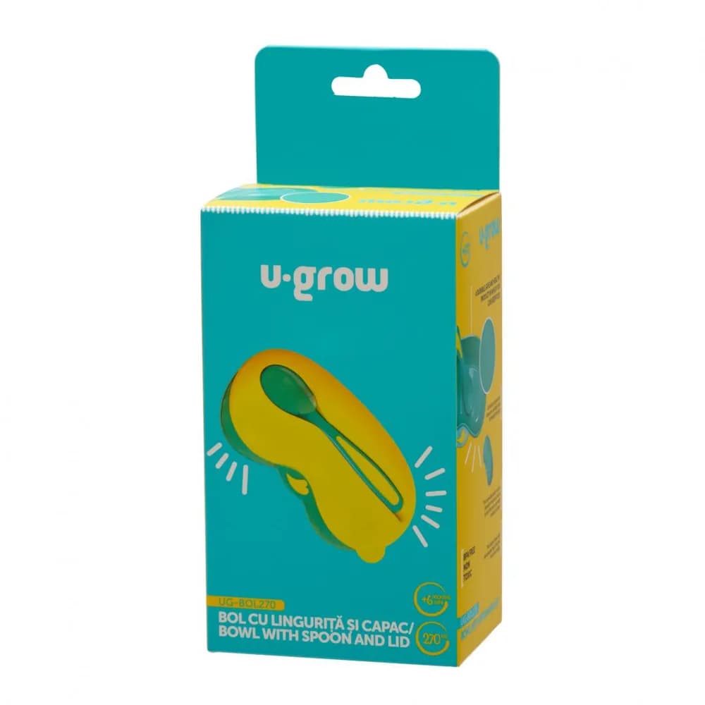 Bol cu capac si lingurita 270 ml, U-Grow — miniatură