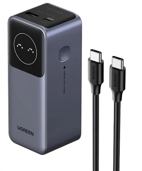 POWER BANK Ugreen "PB724", 12000mAh, 100W, 1 x USB Type-C input/output, 1 x USB, display, gri, "35526B" - 6941876242948