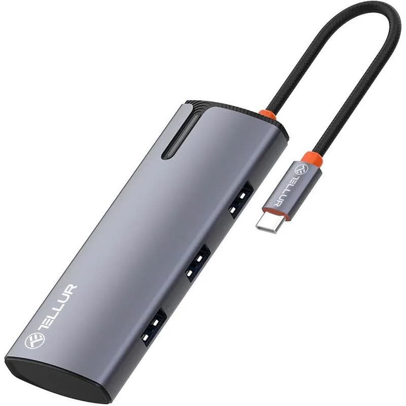 Hub USB TELLUR TLL321061 USB-C, 5 porturi, HDMI, Gri — miniatură