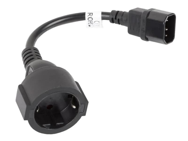 Cablu adaptor IEC 320 C14 Schuko(F) pentru UPS 20 cm negru