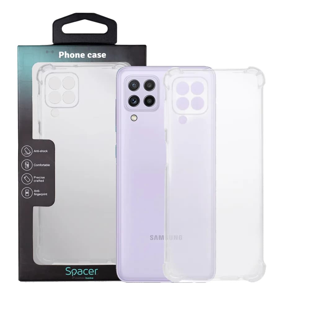 Husa Samsung Galaxy A22 4G Spacer, transparenta, grosime 1.5mm, protectie suplimentara antisoc la colturi, material flexibil TPU "SPPC-SM-GX-A224G-CLR"