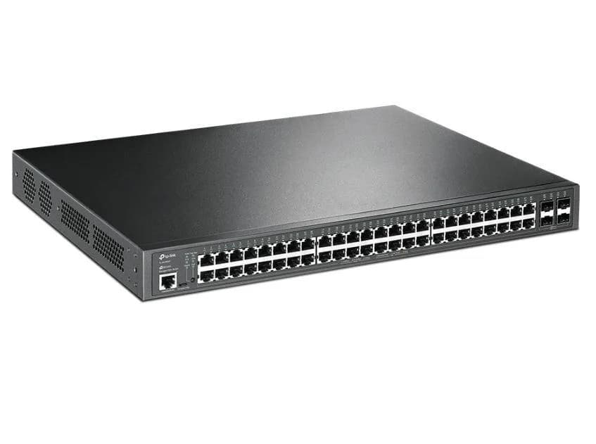 "JetStream™ 52-Port Gigabit L2+ Managed Switch with 48-Port PoE+ PORT: 48× Gigabit PoE+ Ports, 4× Gigabit SFP Slots, RJ45/Micro-USB Console Port SPEC: 802.3at/af, 384 W PoE Power, 1U 19-inch Rack-mountable Steel Case FEATURE: Integration with JetStream™ SDN Controller,Static Routing, 802.1Q VLAN — miniatură