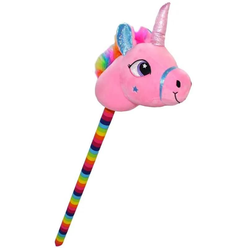 Unicorn de calarit, cu bat, cu sunet, mov/albastru/roz/galben, 80 cm — miniatură