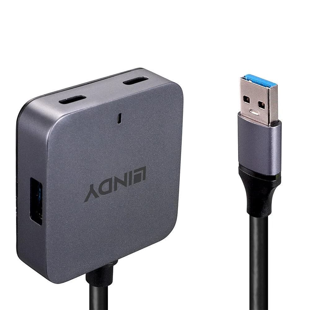 Hub USB LINDY 5m USB 3.0 Hub 4 Ports USB-A, 4 porturi, Gri — miniatură