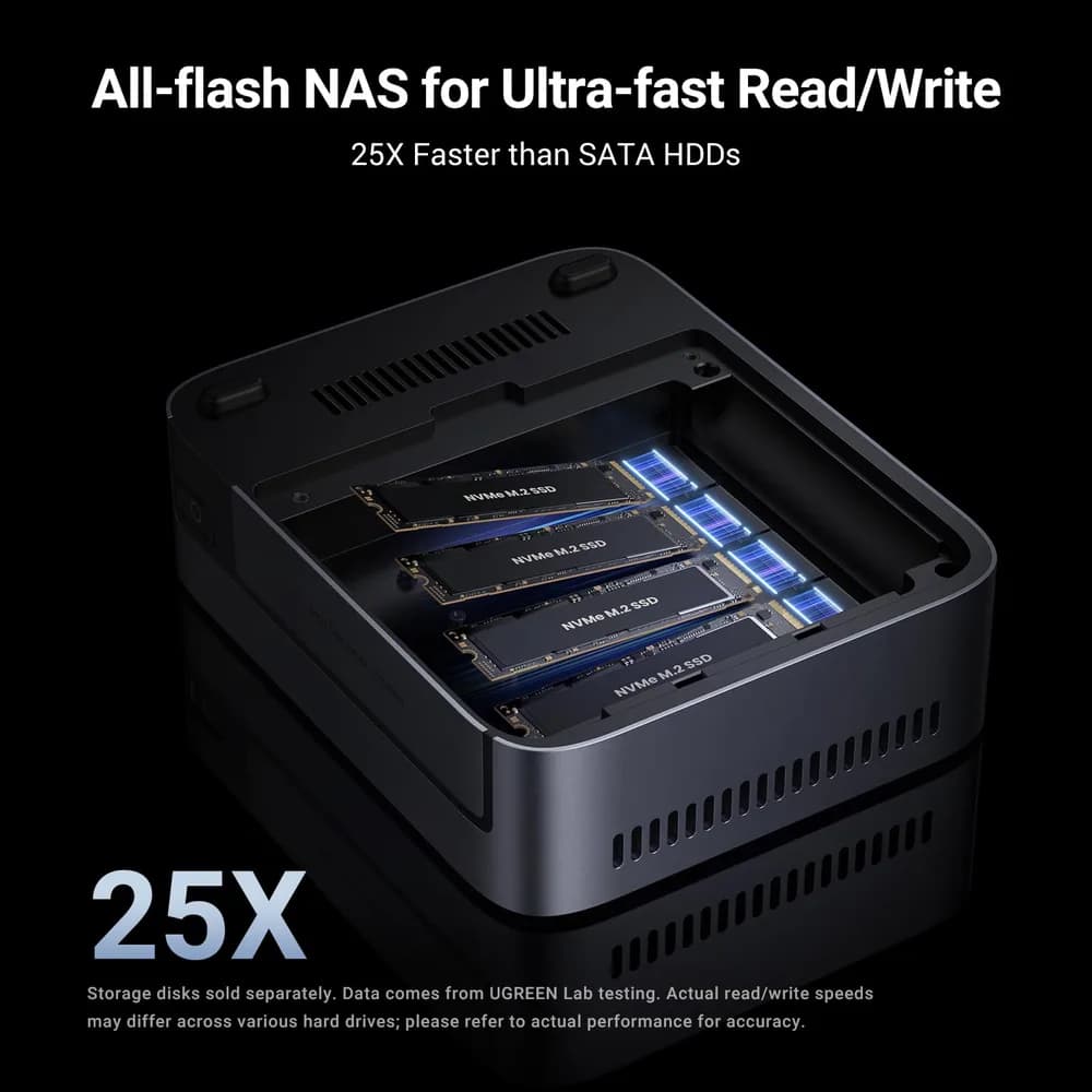 NAS Ugreen "DXP480T Plus", CPU i5 4.40 GHz, RAM DDR5 8Gb max 64Gb, M.2 8Tx4, LAN 10Gbx1, 2xUSB3, 2xThunderbolt4, HDMI 2.1 8K, "25892B" - 6941876267484 — miniatură