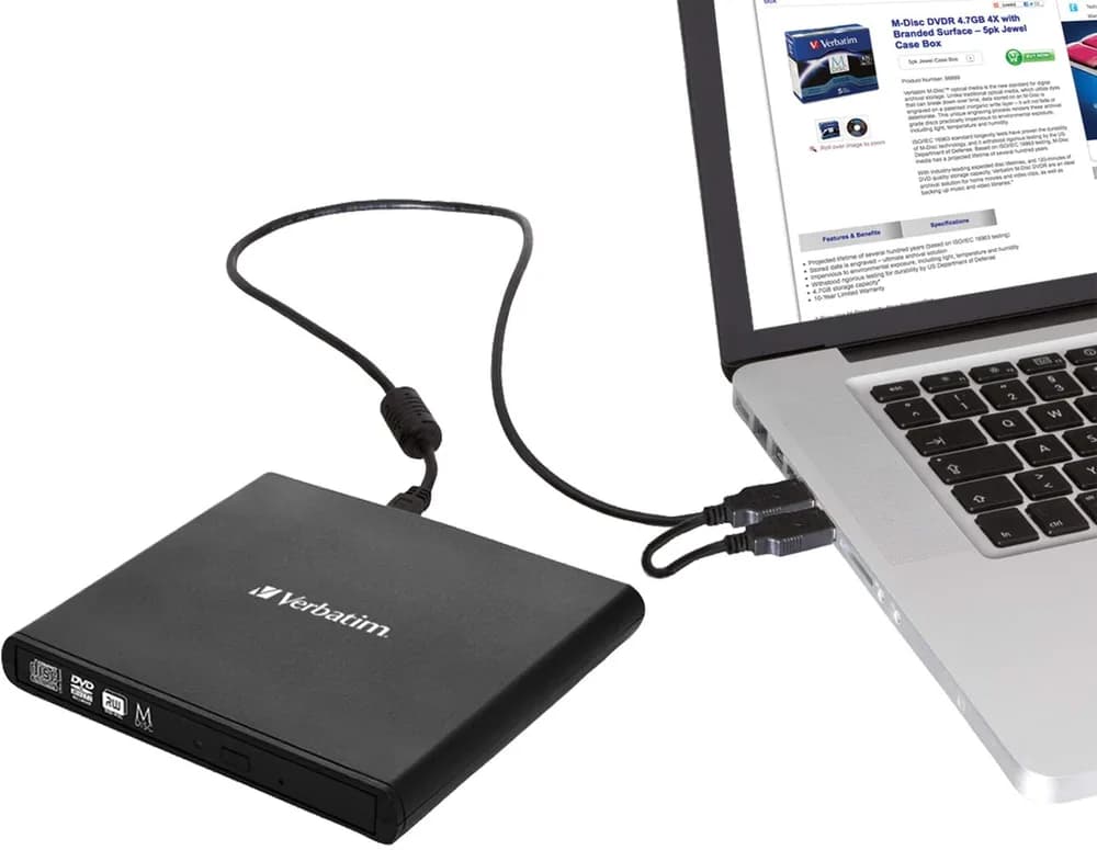 DVD-RW extern, VERBATIM, interfata USB 2.0, negru, "53504" — miniatură